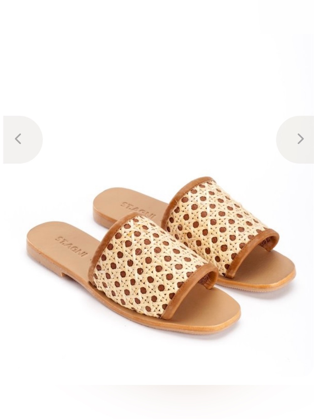 St. Agni Hennie Rattan Slide in Tan Leather EU Size 35 US Size 4